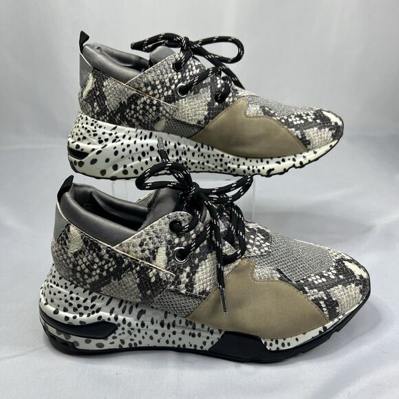 NEW Steve Madden Women's Cliff Sneakers Size 9 Silver Snakeskin Shoes - Picture 5 of 9